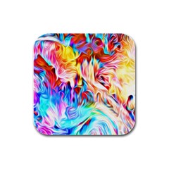 Background-drips-fluid-colorful- Rubber Square Coaster (4 Pack)