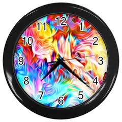 Background-drips-fluid-colorful- Wall Clock (black)