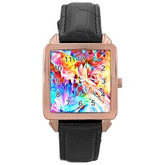 Background-drips-fluid-colorful- Rose Gold Leather Watch 