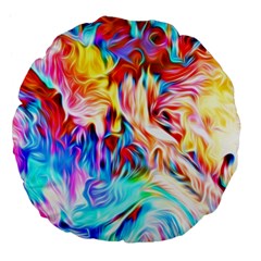 Background-drips-fluid-colorful- Large 18  Premium Flano Round Cushions by Jancukart