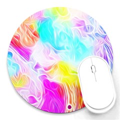 Background-drips-fluid-colorful Round Mousepads by Jancukart