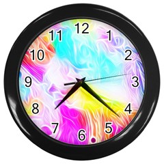 Background-drips-fluid-colorful Wall Clock (black)