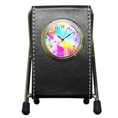 Background-drips-fluid-colorful Pen Holder Desk Clock by Jancukart