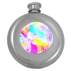 Background-drips-fluid-colorful Round Hip Flask (5 Oz) by Jancukart