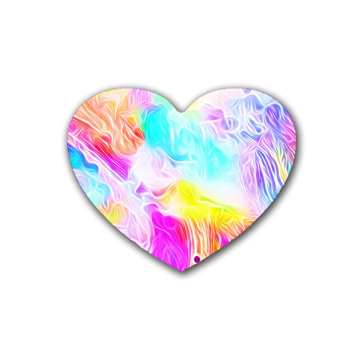 Background-drips-fluid-colorful Rubber Coaster (Heart)