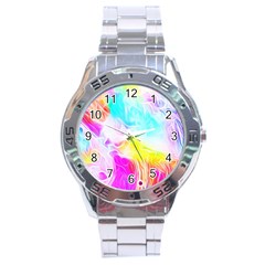 Background-drips-fluid-colorful Stainless Steel Analogue Watch