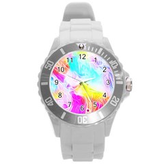 Background-drips-fluid-colorful Round Plastic Sport Watch (l)