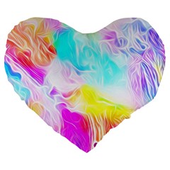 Background-drips-fluid-colorful Large 19  Premium Heart Shape Cushions by Jancukart