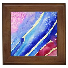 Painting-abstract-blue-pink-spots Framed Tile