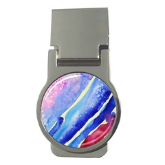 Painting-abstract-blue-pink-spots Money Clips (round) 