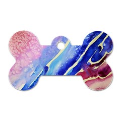 Painting-abstract-blue-pink-spots Dog Tag Bone (one Side)