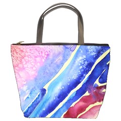 Painting-abstract-blue-pink-spots Bucket Bag