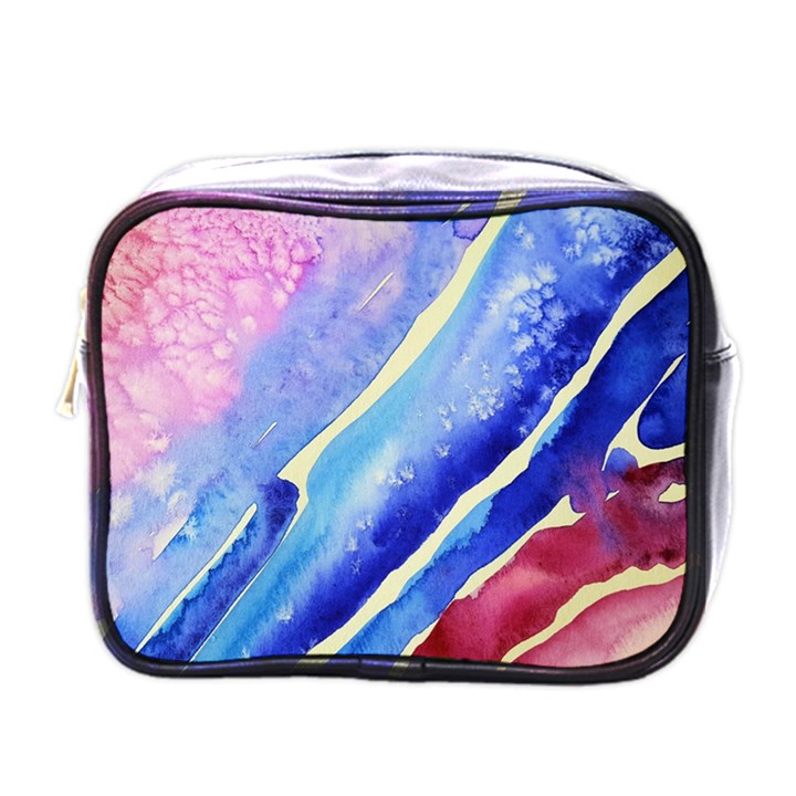 Painting-abstract-blue-pink-spots Mini Toiletries Bag (One Side)