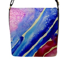 Painting-abstract-blue-pink-spots Flap Closure Messenger Bag (l)