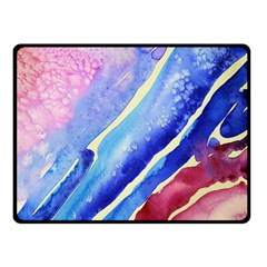 Painting-abstract-blue-pink-spots Double Sided Fleece Blanket (small)  by Jancukart