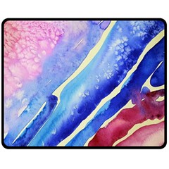 Painting-abstract-blue-pink-spots Double Sided Fleece Blanket (medium) 