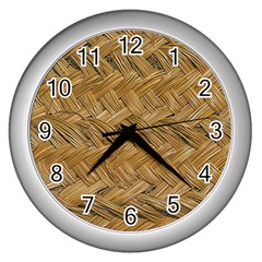 Esparto-tissue-braided-texture Wall Clock (silver) by Jancukart