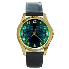 Technology-artificial-intelligence Round Gold Metal Watch by Jancukart