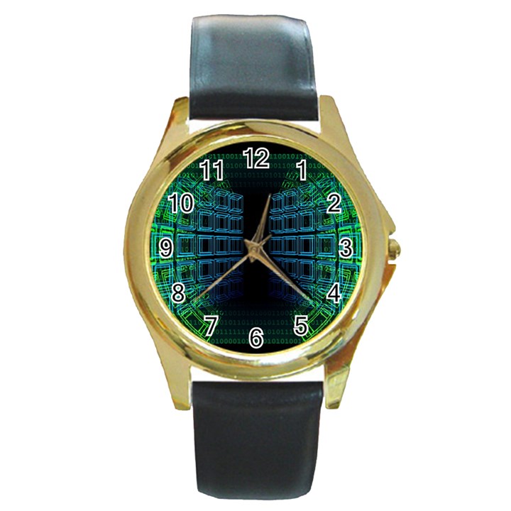 Technology-artificial-intelligence Round Gold Metal Watch