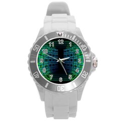 Technology-artificial-intelligence Round Plastic Sport Watch (l)