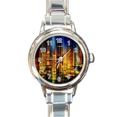 Skyline-light-rays-gloss-upgrade Round Italian Charm Watch by Jancukart