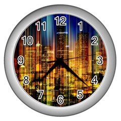 Skyline-light-rays-gloss-upgrade Wall Clock (silver) by Jancukart