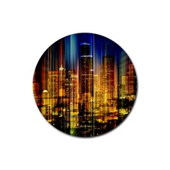 Skyline-light-rays-gloss-upgrade Rubber Round Coaster (4 Pack) by Jancukart