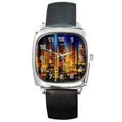 Skyline-light-rays-gloss-upgrade Square Metal Watch by Jancukart