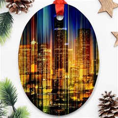 Skyline-light-rays-gloss-upgrade Oval Ornament (two Sides) by Jancukart