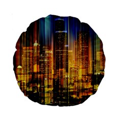 Skyline-light-rays-gloss-upgrade Standard 15  Premium Round Cushions by Jancukart