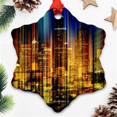 Skyline-light-rays-gloss-upgrade Snowflake Ornament (two Sides) by Jancukart