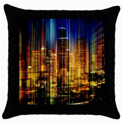 Skyline-light-rays-gloss-upgrade Throw Pillow Case (black) by Jancukart