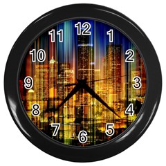 Skyline-light-rays-gloss-upgrade Wall Clock (black) by Jancukart