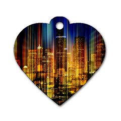 Skyline-light-rays-gloss-upgrade Dog Tag Heart (one Side) by Jancukart