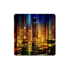 Skyline-light-rays-gloss-upgrade Square Magnet by Jancukart