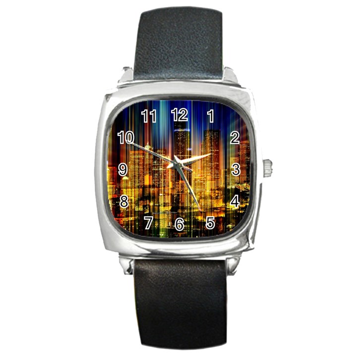 Skyline-light-rays-gloss-upgrade Square Metal Watch