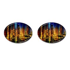 Skyline-light-rays-gloss-upgrade Cufflinks (oval) by Jancukart