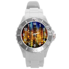 Skyline-light-rays-gloss-upgrade Round Plastic Sport Watch (l) by Jancukart