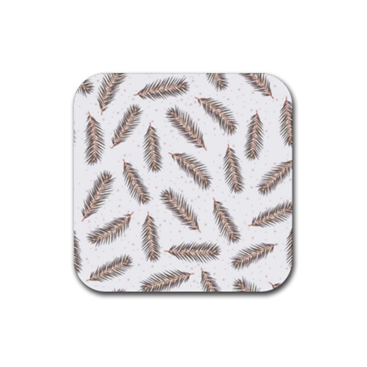 Christmas-seamless-pattern-with-gold-fir-branches Rubber Coaster (Square)