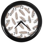 Christmas-seamless-pattern-with-gold-fir-branches Wall Clock (Black) Front