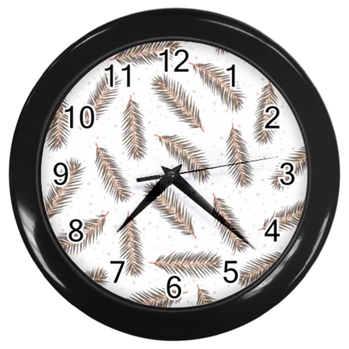 Christmas-seamless-pattern-with-gold-fir-branches Wall Clock (Black)