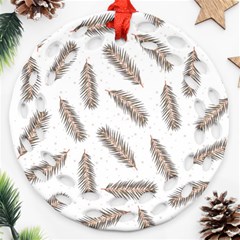 Christmas-seamless-pattern-with-gold-fir-branches Round Filigree Ornament (two Sides)