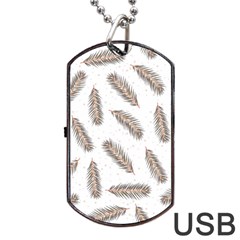 Christmas-seamless-pattern-with-gold-fir-branches Dog Tag Usb Flash (one Side) by nate14shop