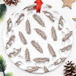 Christmas-seamless-pattern-with-gold-fir-branches Round Filigree Ornament (Two Sides) Front