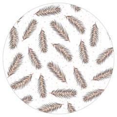 Christmas-seamless-pattern-with-gold-fir-branches Round Trivet by nate14shop