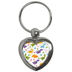 Dinosaurs-seamless-pattern-kids 003 Key Chain (heart) by nate14shop