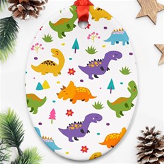 Dinosaurs-seamless-pattern-kids 003 Oval Ornament (two Sides) by nate14shop