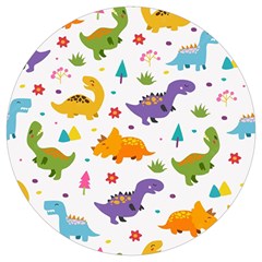 Dinosaurs-seamless-pattern-kids 003 Round Trivet by nate14shop