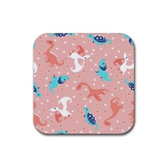 Dinosaurs-seamless-pattern-kids Rubber Coaster (square) by nate14shop