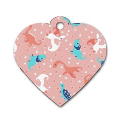 Dinosaurs-seamless-pattern-kids Dog Tag Heart (one Side) by nate14shop